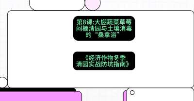 第8节：【大棚蔬菜草莓】闷棚清园与土壤消毒的&ldquo;桑拿浴&rdquo;，课程：《经济作物冬季清园&middot;实战防坑指南》#识农AI