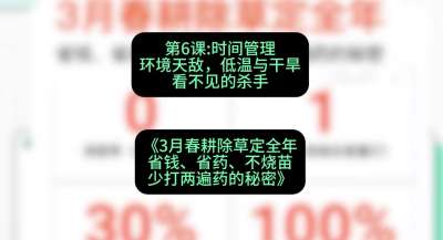第6节：时间管理环境天敌，低温与干旱&mdash;&mdash;看不见的杀手，课程：《3月春耕除草定全年：省钱、省药、不烧苗、少打两遍药的秘密》
